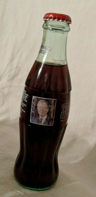 Coke Coca - Cola Full Glass Bottle Plains Ga Inn President Jimmy Carter 2002 Rare