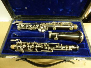 Vintage Usmc Selmer Depose Wood Oboe W\case Not Working\for Parts