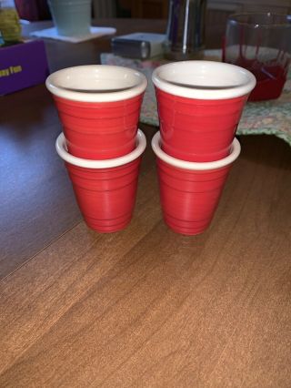 The Mini Red Cup Solo Ceramic Shot Glass Party Set 4