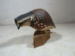 Vintage Will Kirkpatrick Hudson Mass Hand Carved Wooden Bob White Quail Bird
