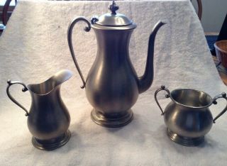 Vintage Lennox Pewter (3) Piece Tea/coffee Pot Set