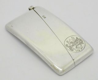 Fine Antique Edwardian Era Solid Silver Card Case Hm Chester 1907
