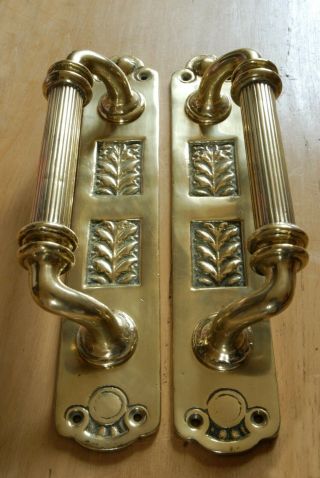RARE Antique Pull Door Handles Brass Victorian HEAVY Vintage Old LARGE 3