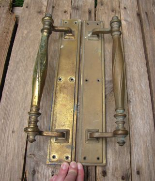 Large Old Heavy Brass Door Pull Handles 15 