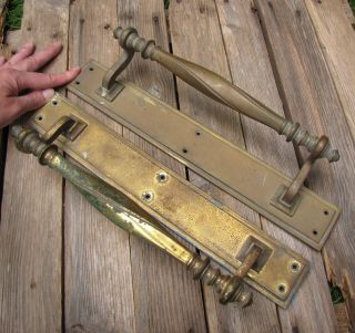 Large Old Heavy Brass Door Pull Handles 15 