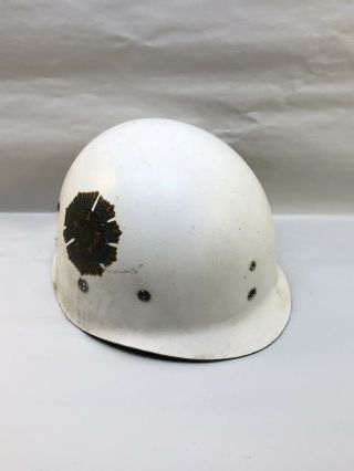 Vintage Wwii Helmet Liner Painted White American Legion Decals