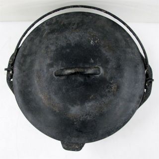 Antique Cast Iron Pot W/ Lid - 10.  5 " Diameter - 12 " Lid - Unknown Maker