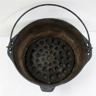 Antique Cast Iron Pot w/ Lid - 10.  5 