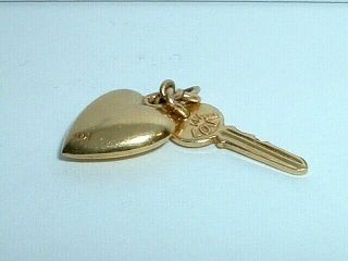 Vintage 14k Yellow Gold Key To Your Heart Love Charm