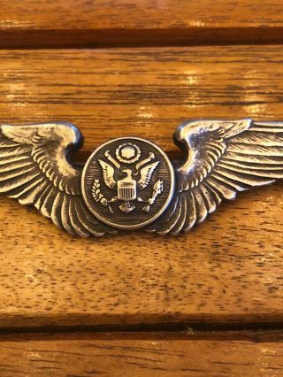 WWII US Army Air Force Sterling Silver Air Crew Wings Pin 3 