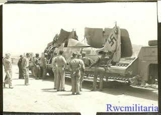 Org.  Photo: Us Troops W/ Captured Luftwaffe Fw.  190 Fighter Plane On Trailer