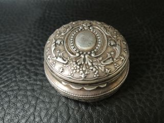 Antique French Sterling Silver Snuff Powder Mirror Box