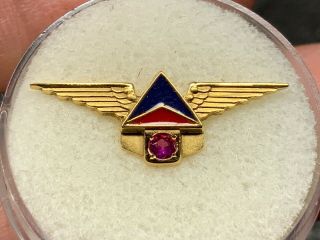 Delta Airlines Widget 10k Gold Large Ruby Wings Service Award Pin.