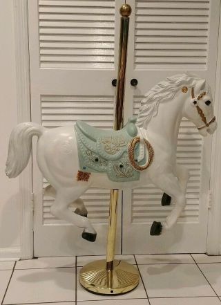 Carousel Horse Decorative Figurine Brass Pole&stand 36 " L Signedra - Local Pick Up