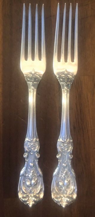 Reed & Barton Francis I - 7 1/4” Sterling Silver Forks,  Script,  Qty 2