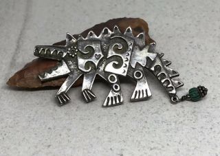 Artisan Studio Mimi 1994 Sterling Silver Dangle Bead “dragon” Brooch Pin