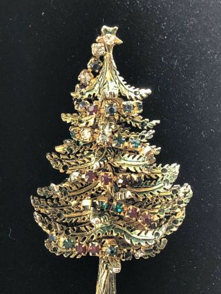 Vintage Hattie Carnegie Multi - Color Rhinestone Garland Christmas Tree Brooch Fab