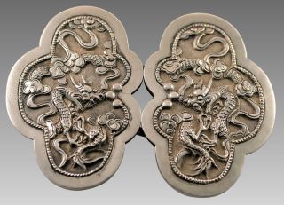 Antique Chinese Silver,  Sterling (?) Belt Buckles With Makers Mark