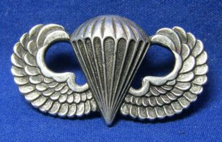 Wwii Sterling Army Airborne Paratrooper Jump Wings Badge With Sterling Clutches