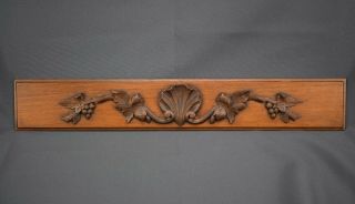 Antique French Hand Carved Walnut Wood Shell Ornate Pediment Crest Cornice