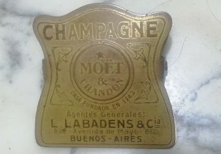 Vintage Brass Moet Chandon Advertising Paper Clip Clamp