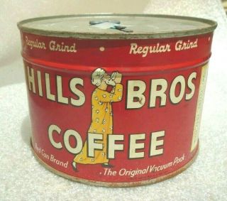 Graphic Old Hills Brothers Key Wind Coffee Tin