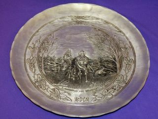 1972 Wendell August Forge Hand Wrought Pewter Plate Landing Of The Pilgrims