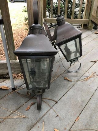 Vintage Lighting Pair Outdoor Porch Light Sconces 22” Tall