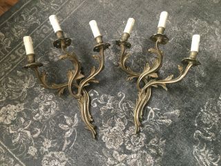 Fabulous French Antique Triple Light Rococo Style Chateau Wall Lights