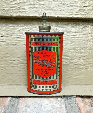 Vintage Boye Oil Lead Top Handy Oiler Tin Oil Can - The Boye Needle Company