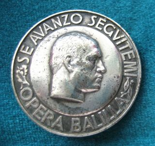 Wwii Italy Italian Fascist Duce Benito Mussolini Opera Balilla Membership Badge