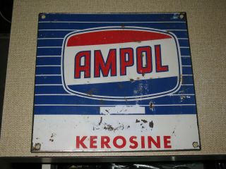 Ampol Oil Sign 25cm X 24cm Year 1959 Vintage Ex Queensland Roadhouse.
