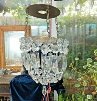 Antique Lead Crystal Cut Glass Chandelier Ceiling Lamp Pendant Light Shade