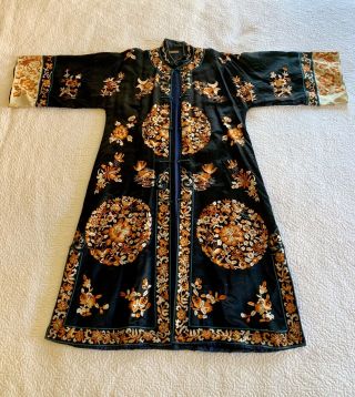 Vintage Chinese Embroidered Silk Robe 1920s