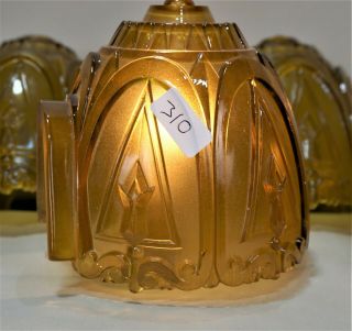 ANTIQUE ART DECO SLIP SHADES AMBER GLASS FOR CHANDELIER,  WALL SCONCES SET OF 5 3