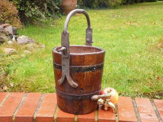 Hand Made Early 19th Century Coopered Oak & Iron Well Bucket