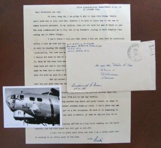Wwii Letter 8th Air Force,  M Belle Unit,  " I Will Lead The Squadron " Lost My Crew