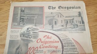 Oregonian Newspaper Dec.  4 1950 The Oregonian Century 100 Years Of Headlines
