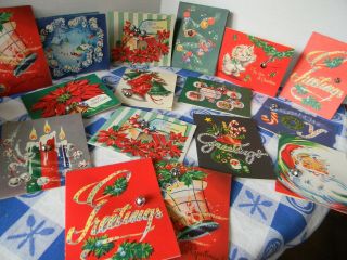 16 Vintage Christmas Jingle Bells Cards In Orig Box Soo Cute 1940s - 50s