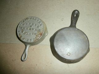 2 Vintage Miniature Cast Iron Skillets Mount Penn Reading Pa Stoves Ranges