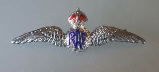 12/1 Wwii British Royal Air Force Sterling Silver Enamel Silver Wings W/crown
