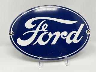 Vintage Ford Motor Co.  Porcelain Sign Oil Gas Gasoline Pump Plate Dealership