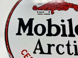 Vintage MobilOil Gargoyle Porcelain Gas Station Sign Arctic Service Oil Lubester 3
