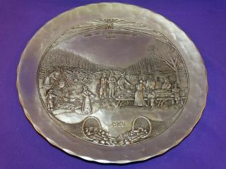 1973 Wendell August Forge Hand Wrought Pewter Plate The First Thanksgiving 1621