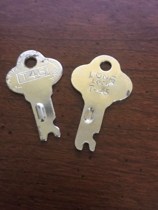 Vintage Set Of 2 Long Lock T46 Keys (f)