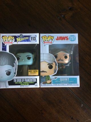 Funko Pop Bride Of Frankenstein And Quint From Jaws - Universal Monsters
