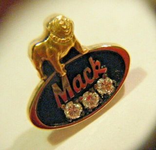 Vtg Mack Trucks Employee Pin White Yellow 10k Gold 3 Diamonds 2.  1g Bulldog Dog