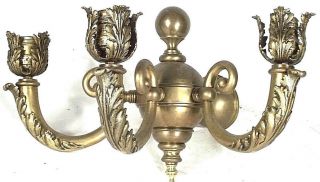 Antique Early 20th Century Classical Rococo 3 Arm Brass Sconce