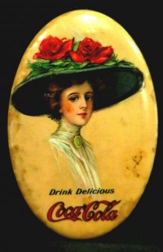 1911 Coke Coca Cola Celluloid Pocket Mirror Whitehead Hoag Soda Pop Advertising
