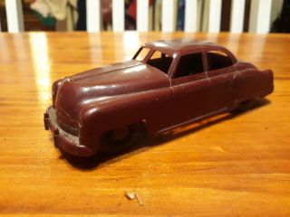 Vintage Marx Maroon Plastic Cadillac Car Wood Wheels For Carrier Transporter 50s